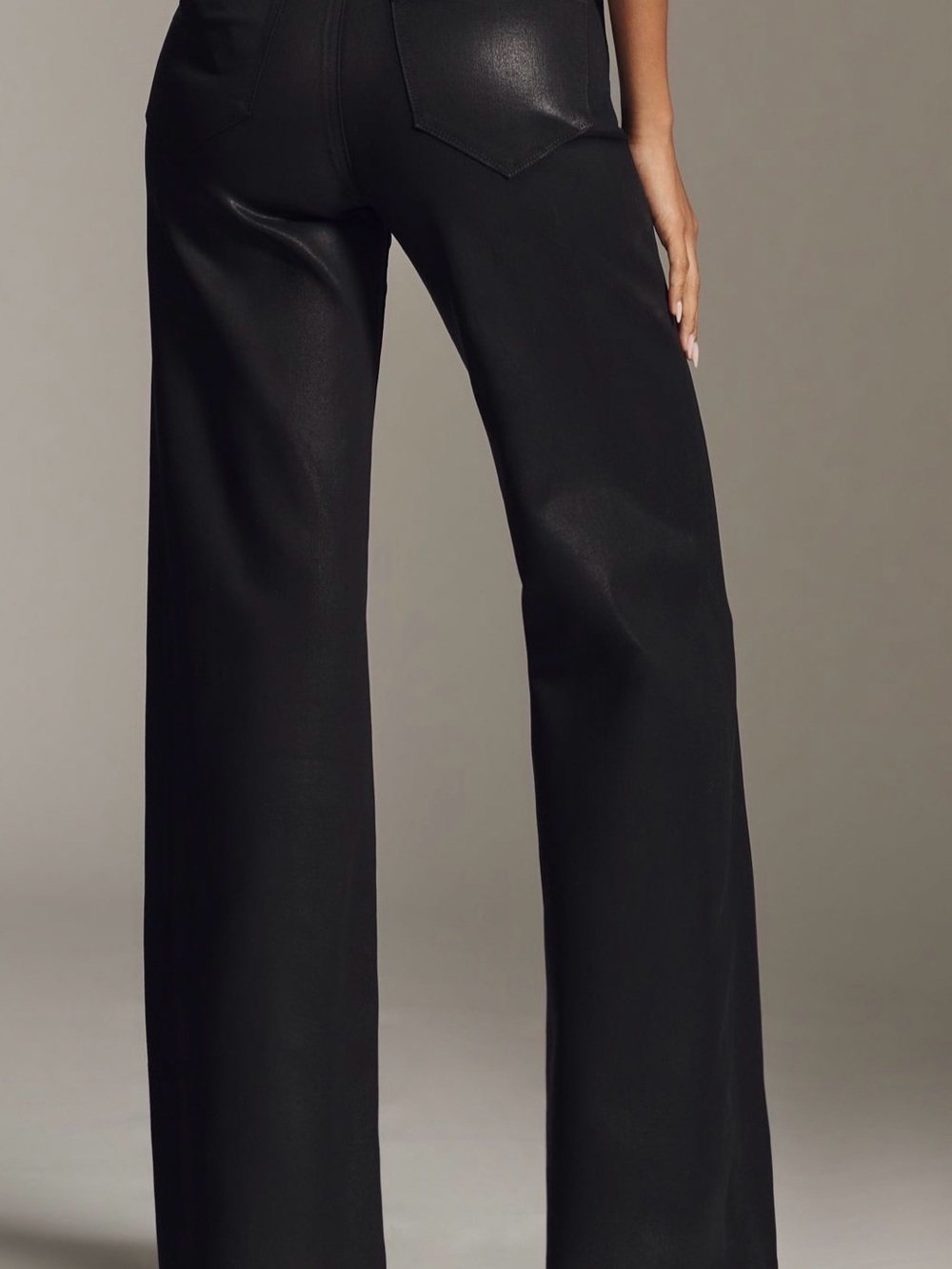 PAIGE Black High-Rise Wide-Leg Jeans - Picture 2 of 4